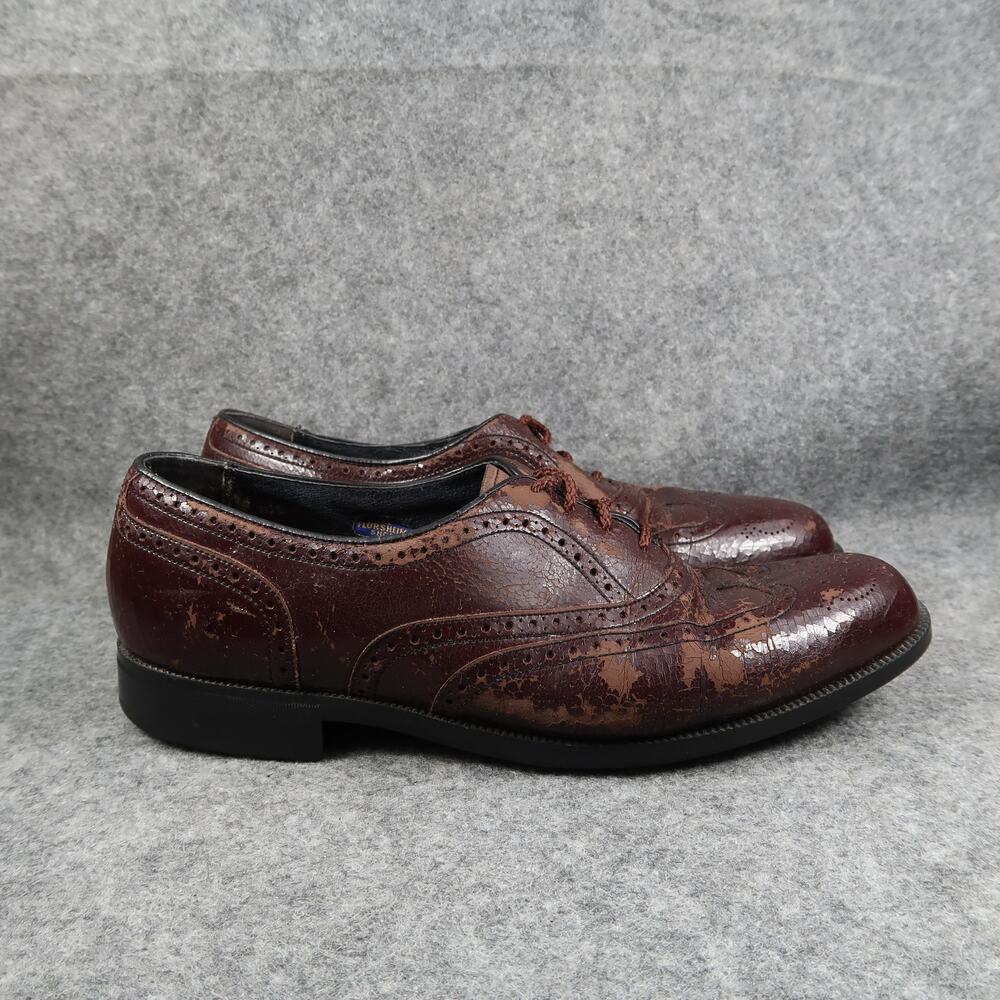 Florsheim Shoes Mens 8.5 Wingtip Oxfords Brown Leather Classic Formal Vintage
